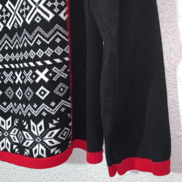 Christopher Banks snowflake print red blk white zip-up Christmas Sweater Sz L - Picture 9 of 13